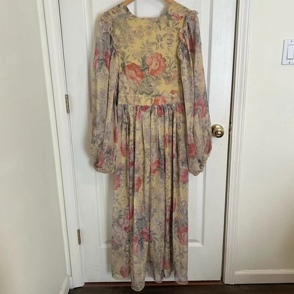 FARROW Spring Floral Whimsical Flowy Long Sleeve Christelle Maxi Dress | Size L - Picture 3 of 15